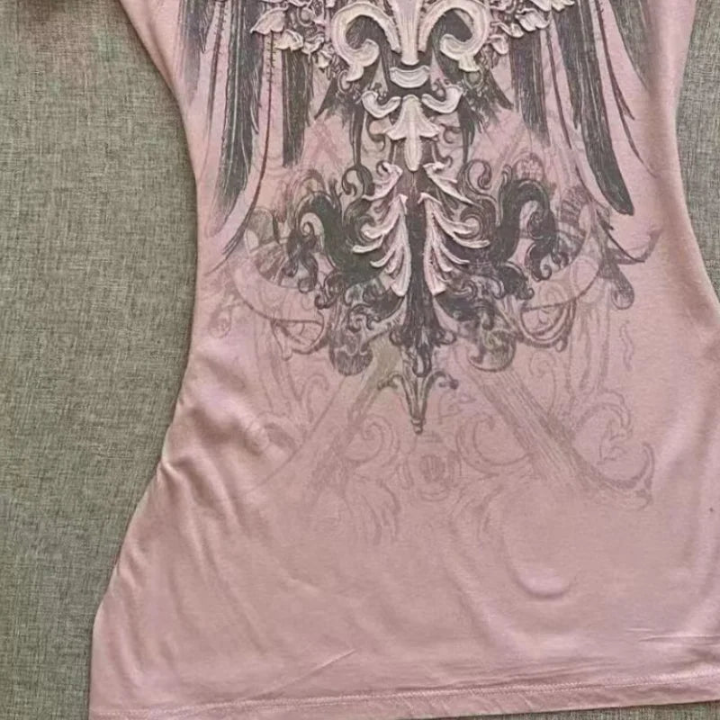 American Street Hottie T-shirt Vintage V-neck Tshirt 2000s Y2K