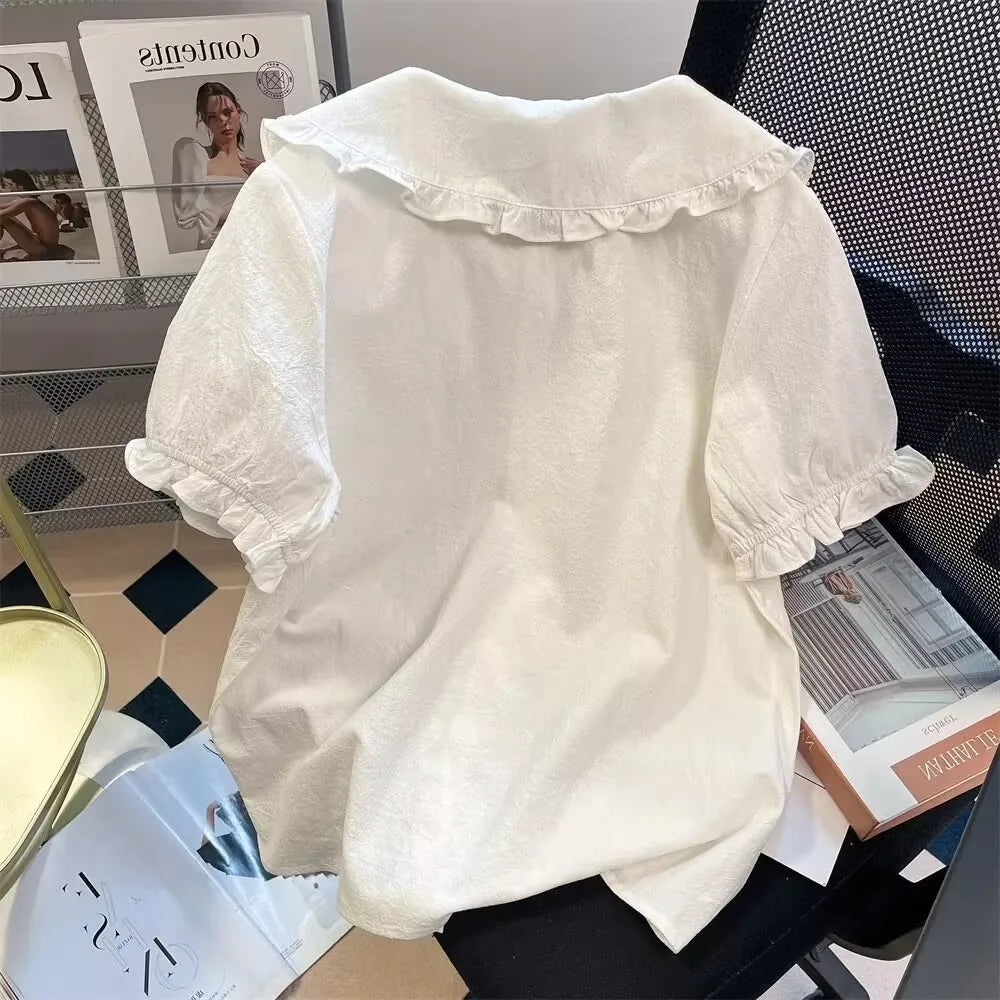 Japanese Kawaii Cute Lolita Blouses Women Vintage Sweet Schoolgirl