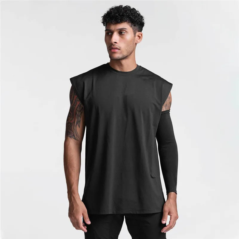 Summer New Gym Vest Men Broad Shoulder Sleeveless Sports Tank Top
