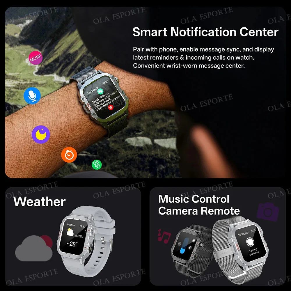 2025 New Military Smart Watch Men IP67 3ATM Waterproof Outdoor Sports