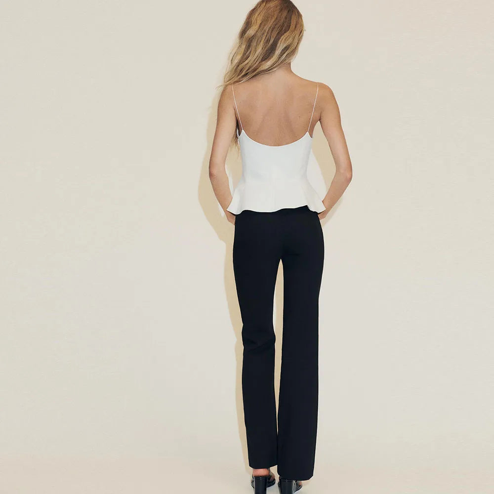 Women's Casual Blouse - Spring/Summer Style. Elastic Shoulder Straps.