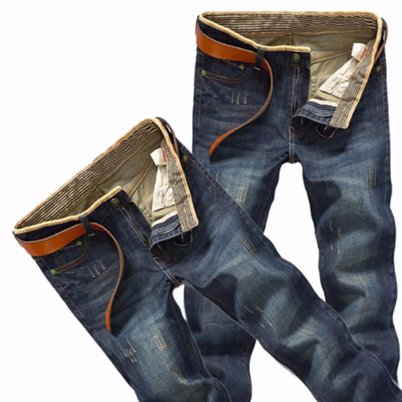 2025 Casual Jeans Men Business Straight Jeans Stretch Denim Pants