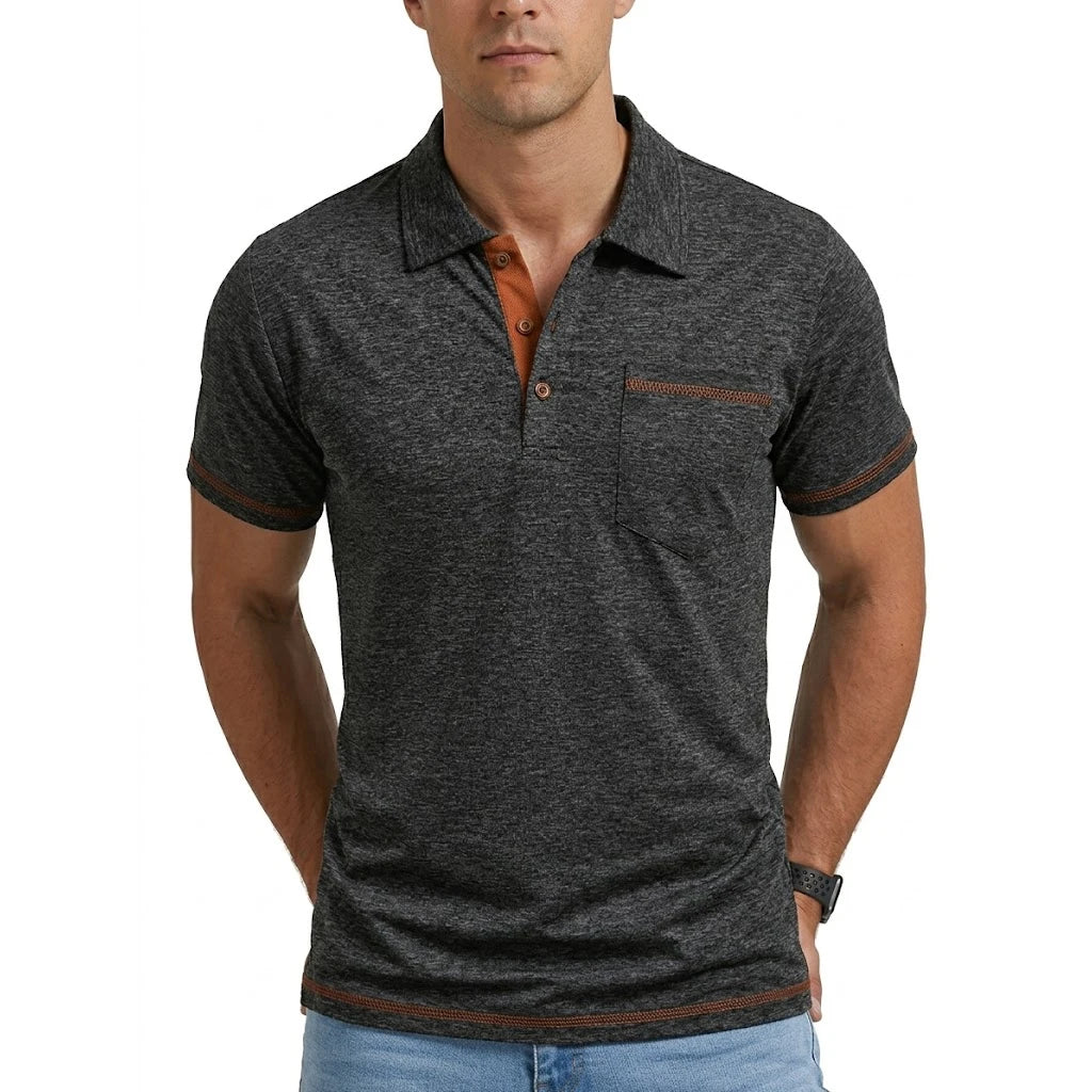 Summer Men's Solid Color Polo Shirt Short Sleeve Button Tshirts Lapel