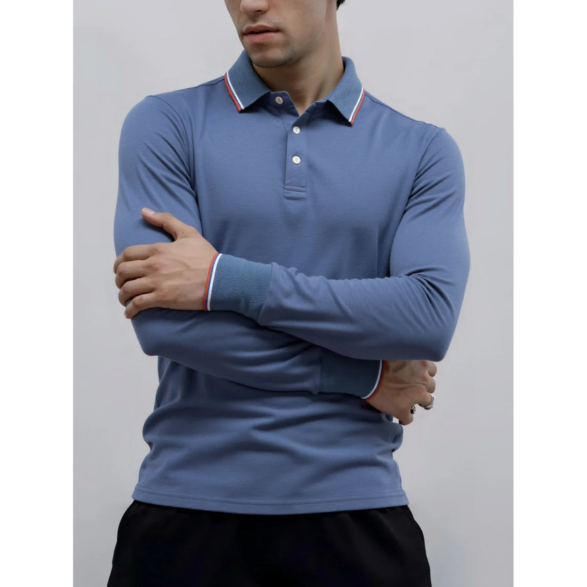 AIOPESON Men's Henley Neck Polo Shirt Cotton Solid Color Long Sleeve