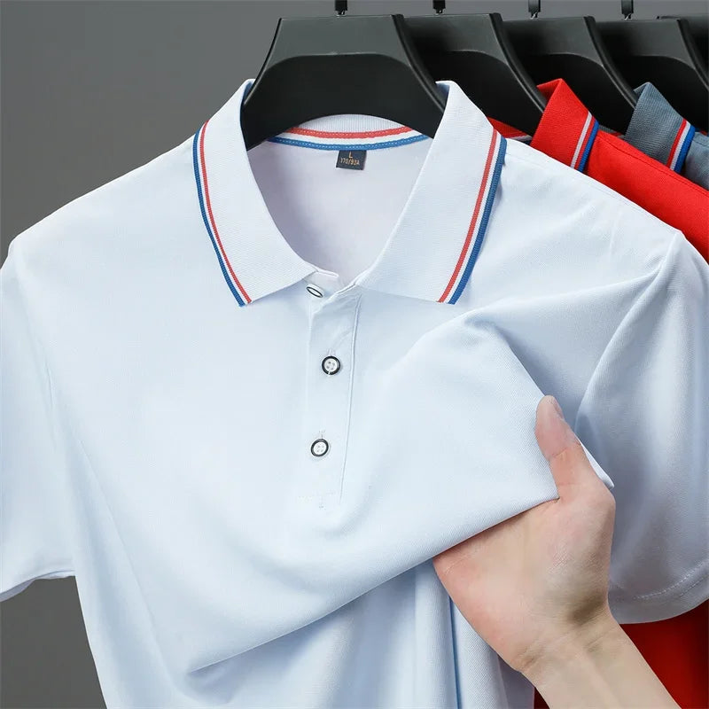 Men's Casual Solid Color Short Sleeve Polo Shirt 2025 Summer