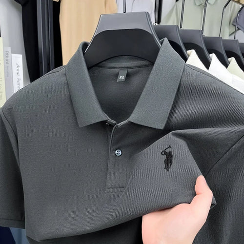 100% pure cotton high-end brand men's short sleeve polo shirt 2026