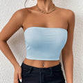 Women Seamless Ice Silk Crop Tops Sexy Gathering Strapless Non-Slip