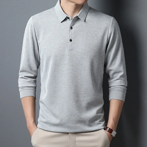 Men's Business Casual Polo Long Sleeve T-shirt Summer Comfortable