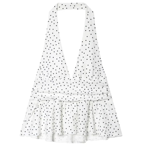 HXAO Polka Dot Crop Top Women Corset Summer Halter Top Sleeveless