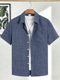 Men's Casual Linen Short Sleeve Shirts Drip Outfits Man Outfit Set
