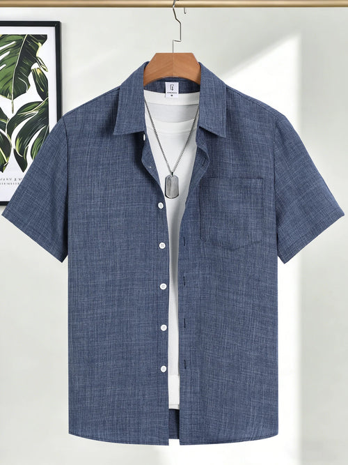 Men's Casual Linen Short Sleeve Shirts Drip Outfits Man Outfit Set