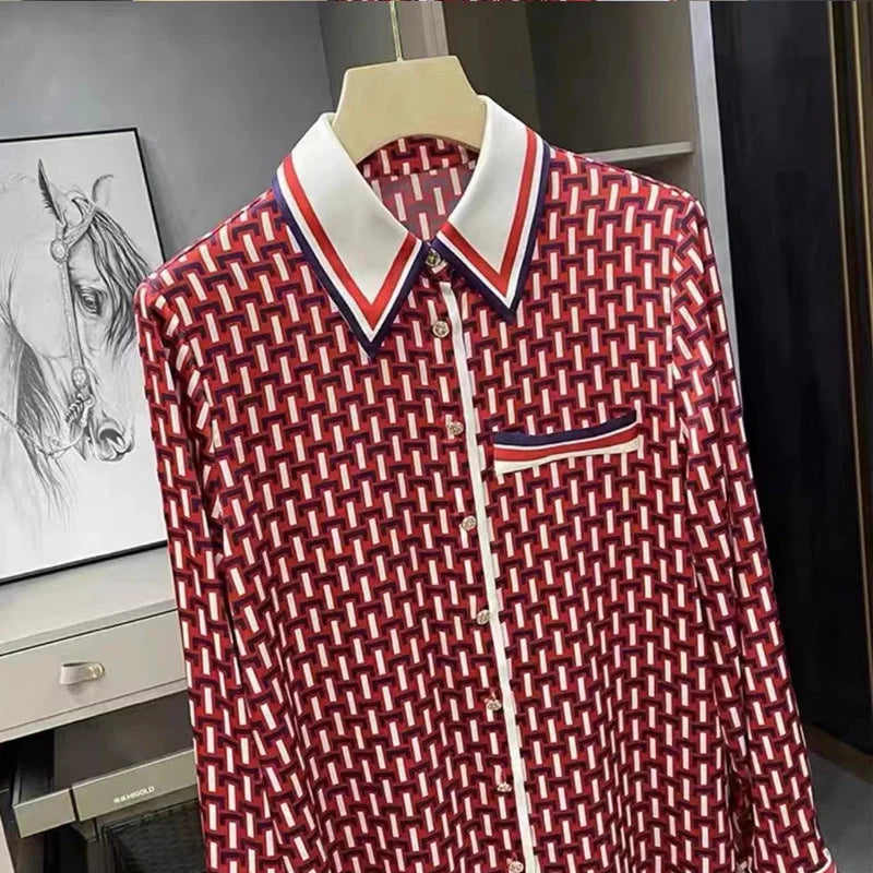 FANIECES S-4XL Ropa De Mujer Female Red Plaid Printed Blusas Shirt