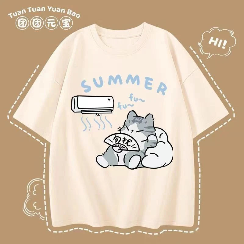 M-8XL Summer Men Oversize T-shirt Korean Casual Loose Style Kitten