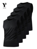 Men's Sports Vest Black 5-Piece Breathable Round Neck Slightly Elastic