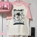 Aesthetics Japanese Grunge T-shirt Y2k Harajuku Anime Cartoon Cat Tops