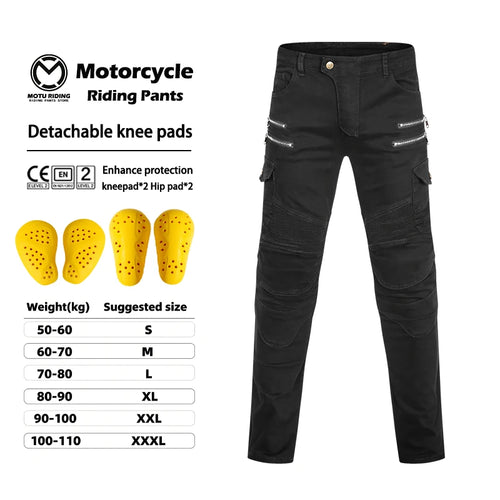 Men Women Slim Fit Zipper Denim Motorcycle Pants, Casual Biker
