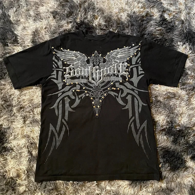 Classic Y2K Gothic Style T-shirt Print Oversized T Shirt High Street