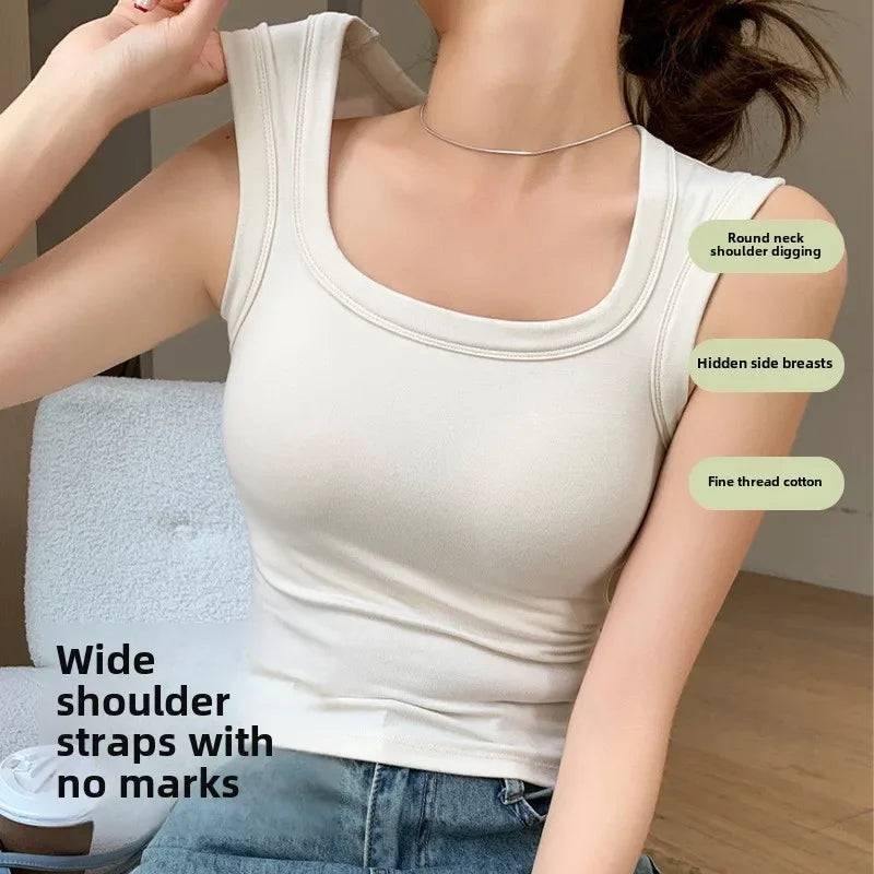 New Seamless Built-in Bra Tank Top for Women Sports Bra & Summer
