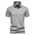 AIOPESON 100% Cotton Embroidery Men's Polo Shirts Solid Color Short