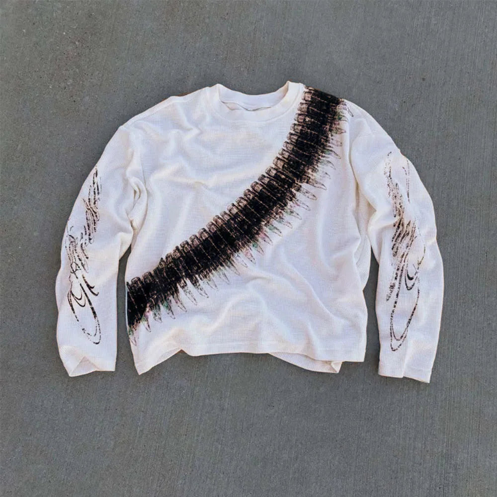New y2k Bullet Letter Printed American Retro Long Sleeve T-shirt