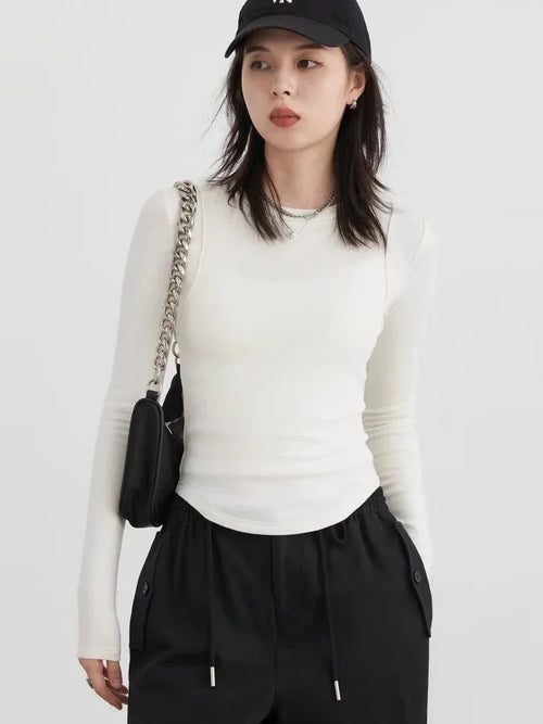 CHIC VEN Women T-Shirts Solid New Basic Heating Cashmere Round Neck