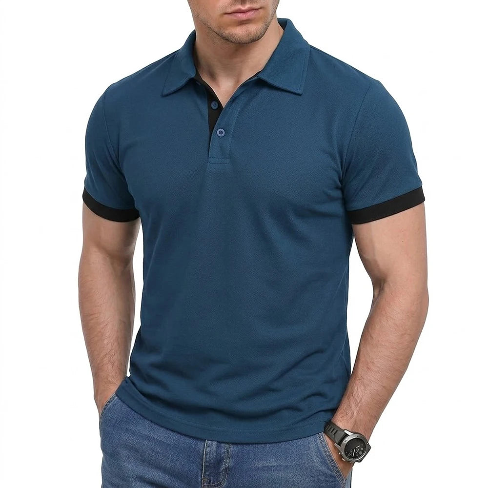 Summer Mens Short Sleeve Polo Shirt Solid Color Lightweight T-shirts
