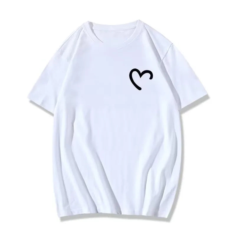 M-8XL Summer Men's Oversized T-shirt Simple Love Printed T-shirt