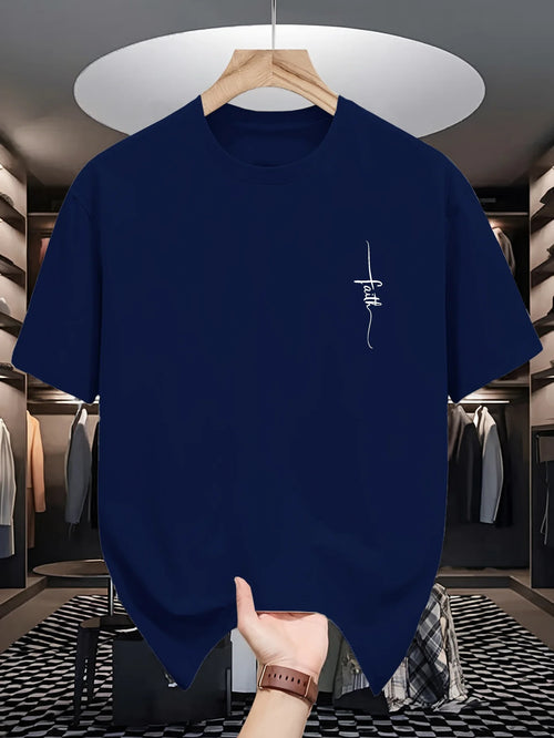 100% pure cotton men's casual loose fashion faith pattern print