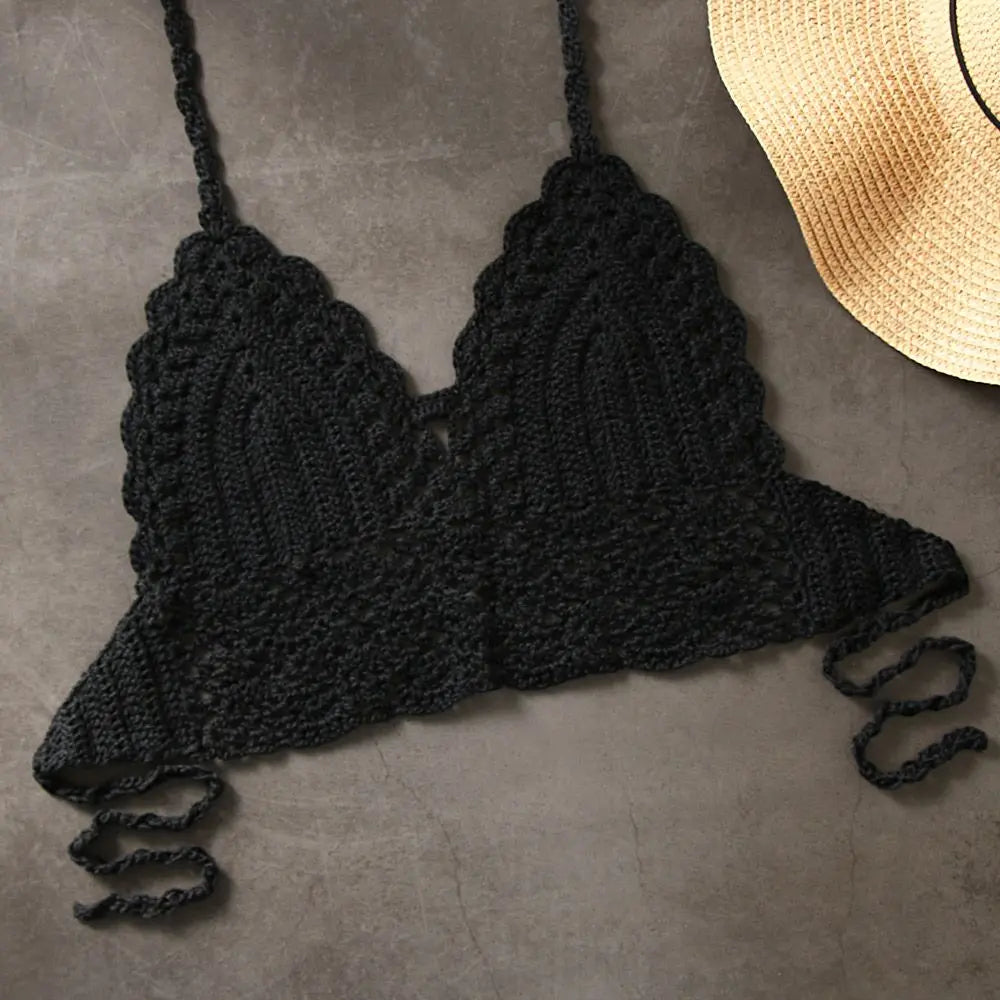 Women Summer Sexy Bikini Crochet Crop Top Boho Beach Camisoles Knit