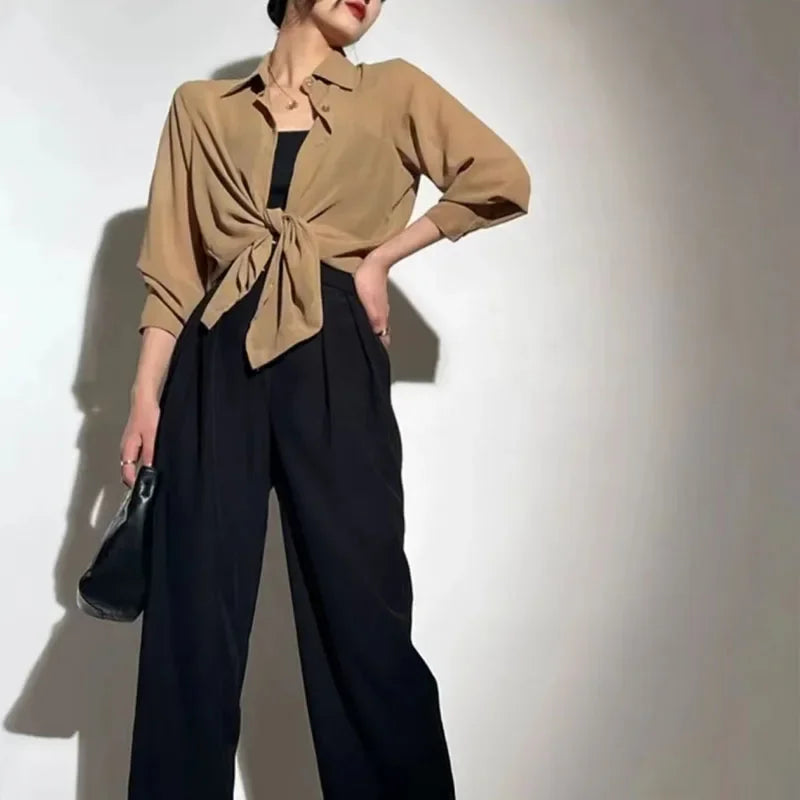 SMVP Chiffon Blouse for Women 2025 New Summer Sheer Mesh Long Sleeve