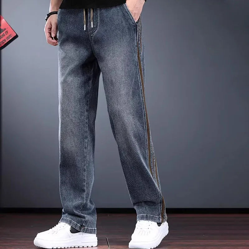 Korean Men'S Jeans Fashion Casual Pants Retro Men'S Straight Leg Pants