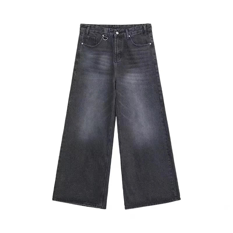 Summer Men Baggy Jeans Unisex Vintage American Style Straight Wide Leg