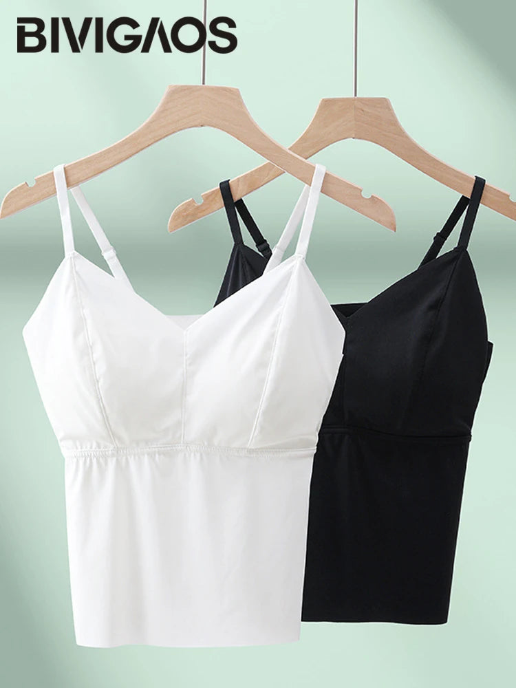BIVIGAOS Women's Summer Seamless Ice Silk Cool Feeling Camisole V Neck