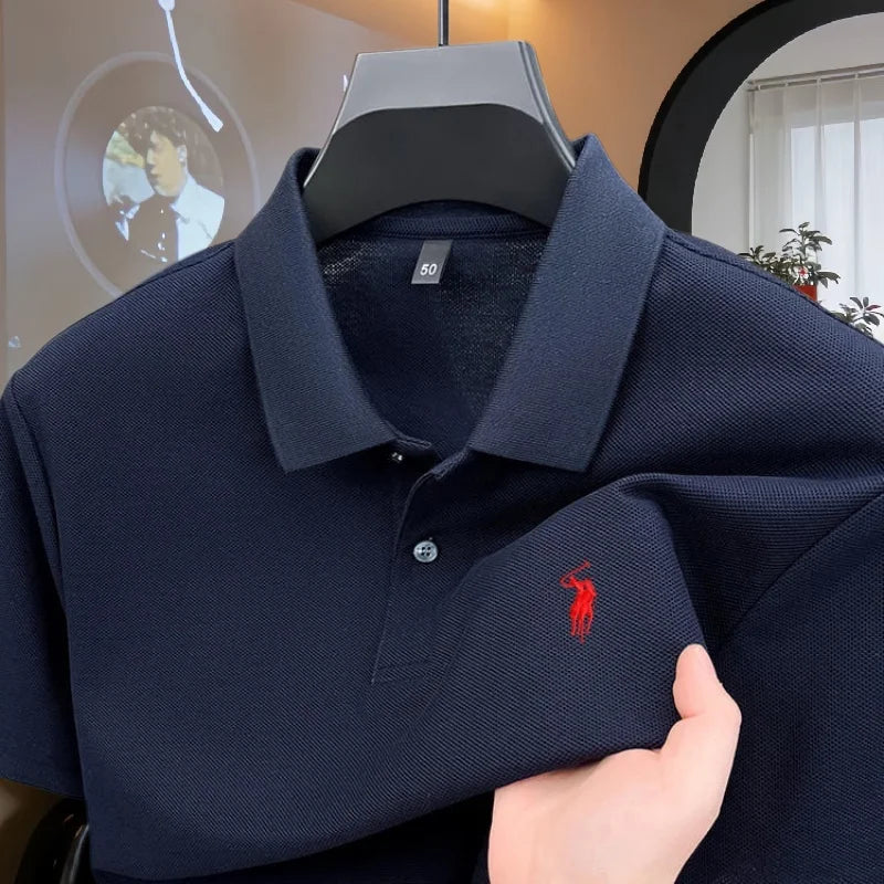 100% pure cotton high-end brand men's short sleeve polo shirt 2026