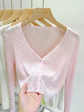 2026 Summer Thin Ice Silk Knit Sun Protection Women Cardigan Solid