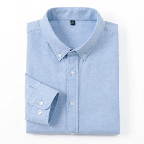 Men's Slim-Fit Oxford Cotton Shirt: Long Sleeves, Casual Breathable