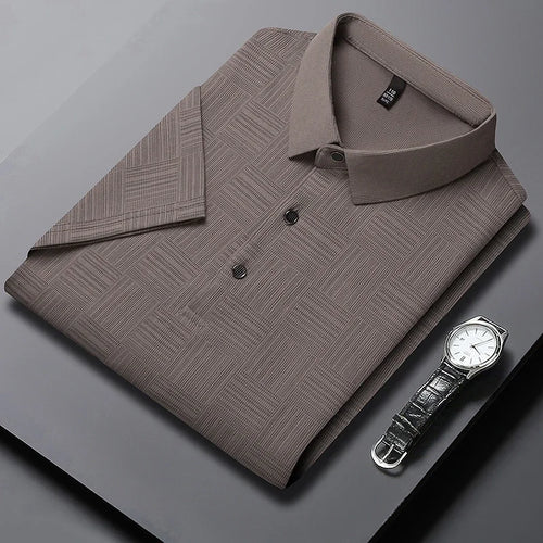 2024 Men's New Printed Business Casual Short sleeved POLO Shirt