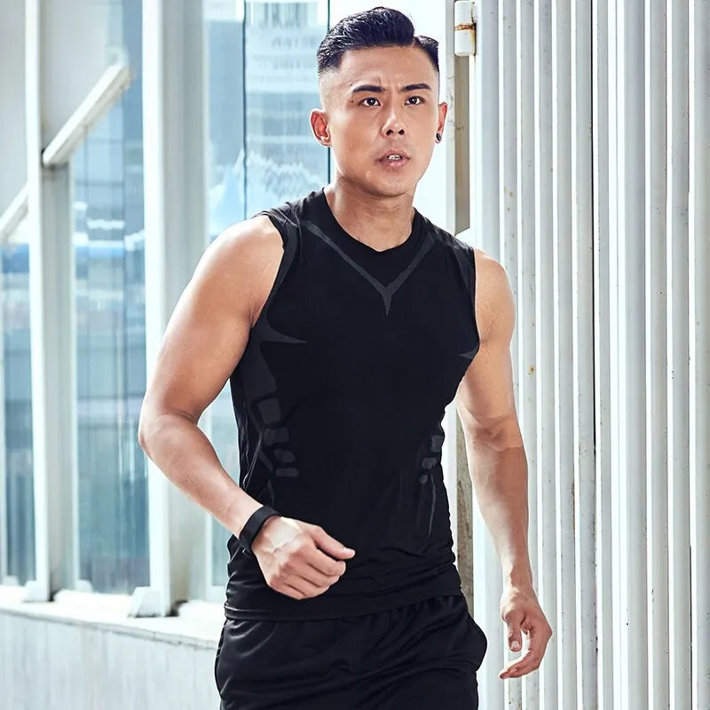 Sports Vest Men's Running Short-sleeved Quick-drying Sleeveless Ice