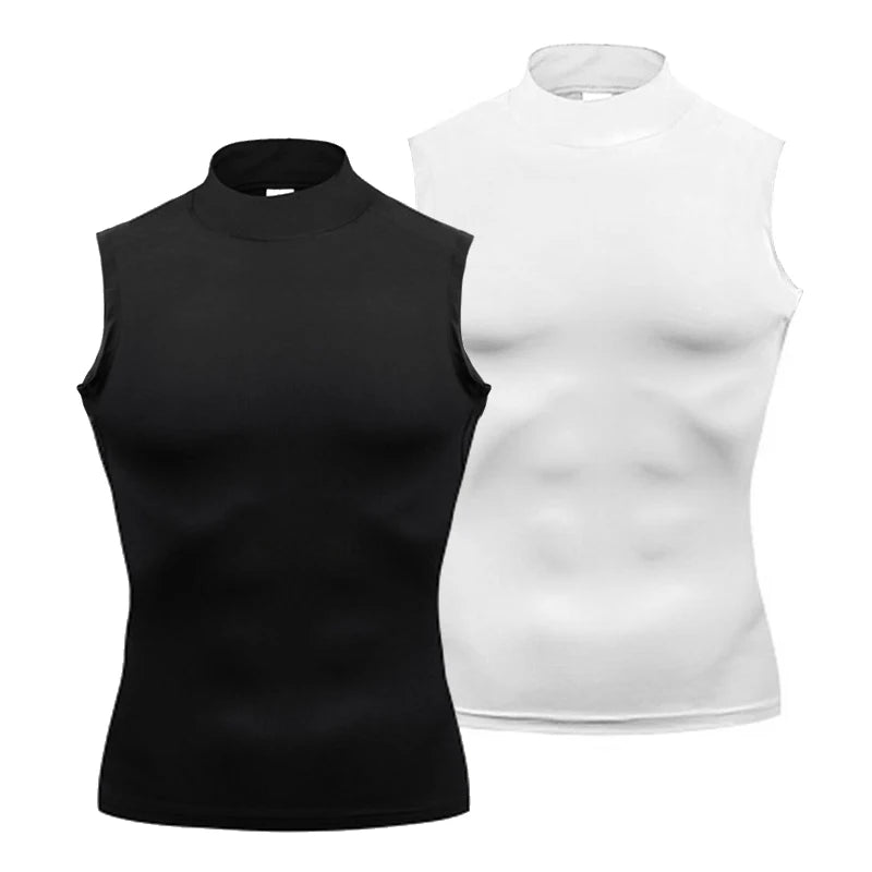 Compression Shirt Men Gym Tank Top Muscle Fitness Clothing Turtleneck