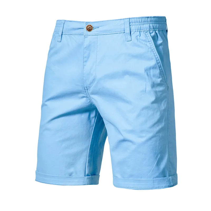 2021 New Summer 100% Cotton Solid Shorts Men High Quality Casual Business Soci