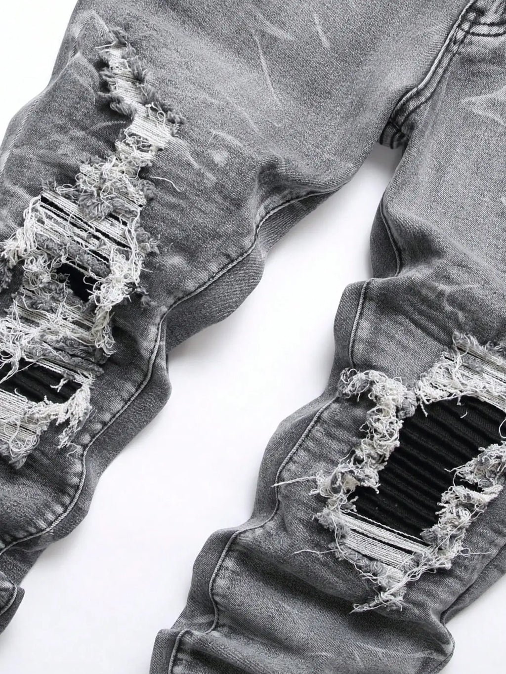 Men‘s Stretchy Denim Jeans Streetwear Tearing Patchwork Holes Ripped