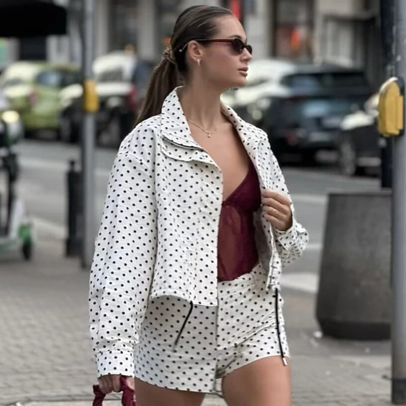 HXAO Polka Dot Bomber Jacket Women's Jackets Demi-Season Oversized