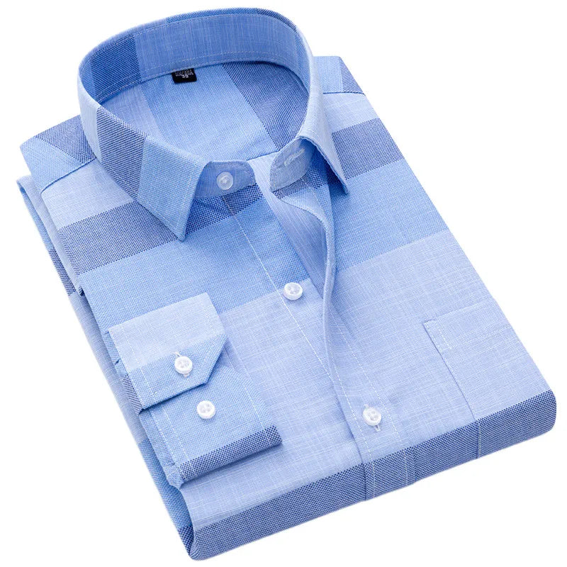 New Brand Shirts Men Long Sleeve Formal Classic Plaid Casual Soft
