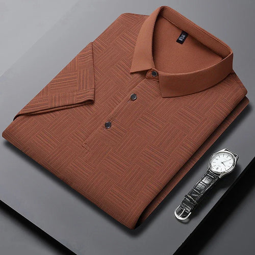 2024 Men's New Printed Business Casual Short sleeved POLO Shirt
