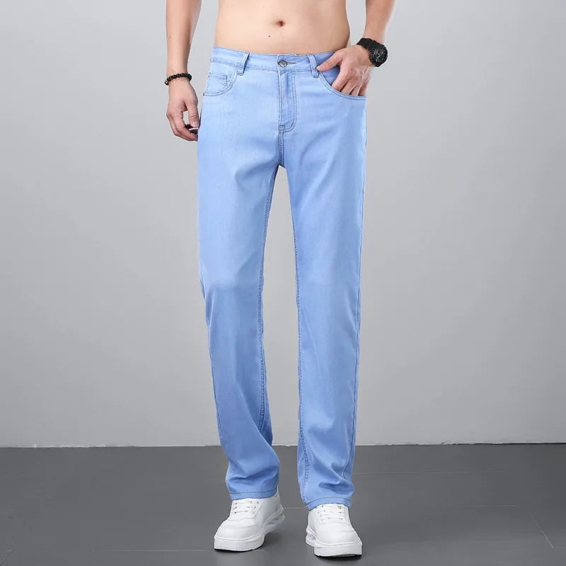 2026 Spring Summer 70% Lyocell Jeans Regular Fit Straight Ice Silk