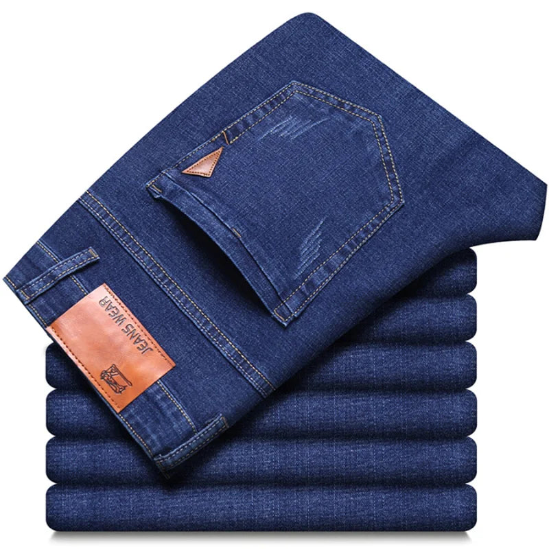 2026 New Korean Men's Casual Long Jeans Classic Man Straight Denim