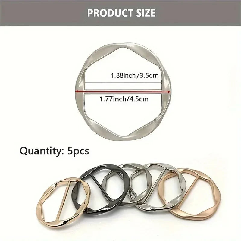 5pcs Fashion Metal Round Circle Clip Buckle Shawl T-Shirt Tie Clip