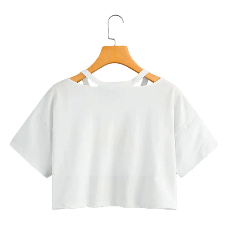 Letter New York Print Cropped Tshirt Women's Short Sleeve T Shirt