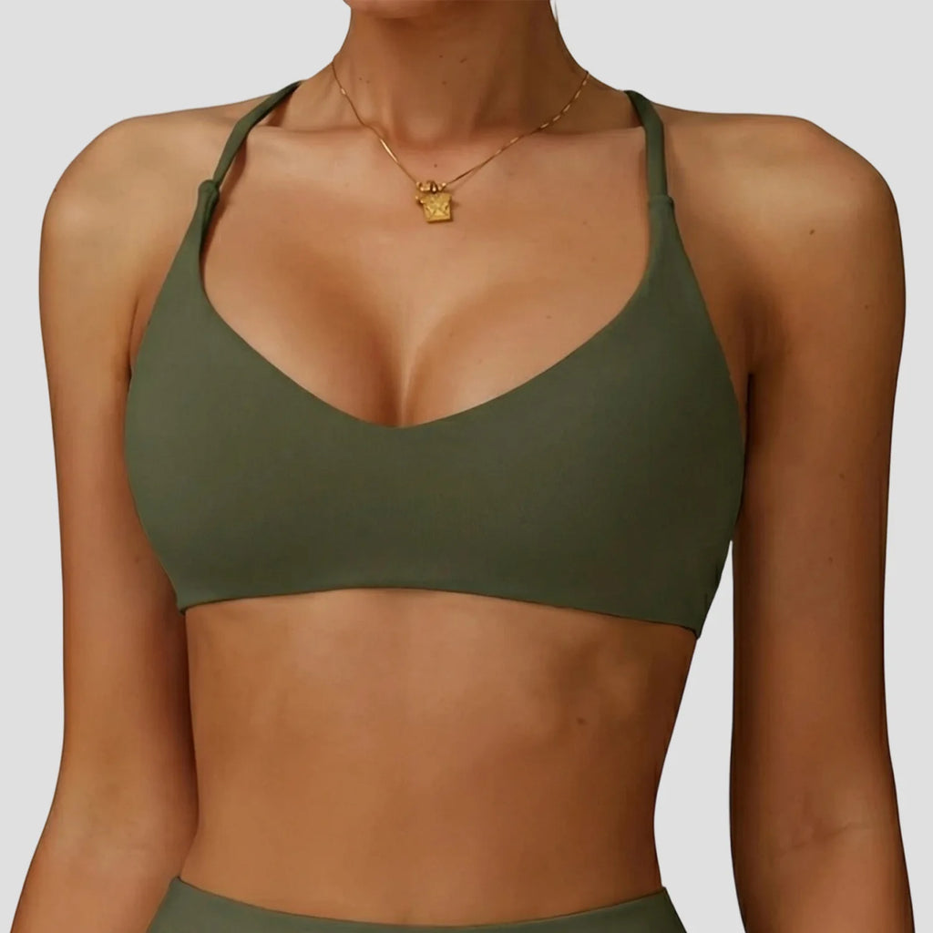 Sports Bra High Impact Support Women Gym Underwear Push-up Back Cross
