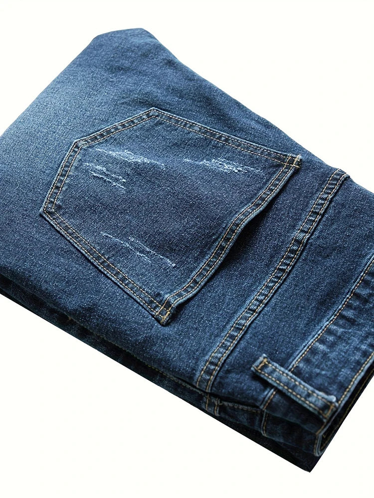 New men's plus size slim fit jeans high stretch casual denim shorts